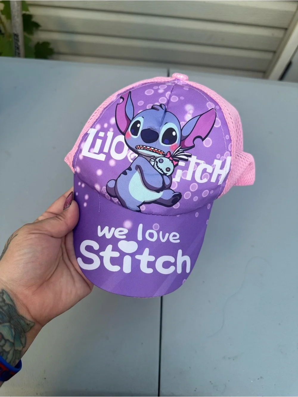 We Love Stitch Kids Purple & Pink Baseball Cap